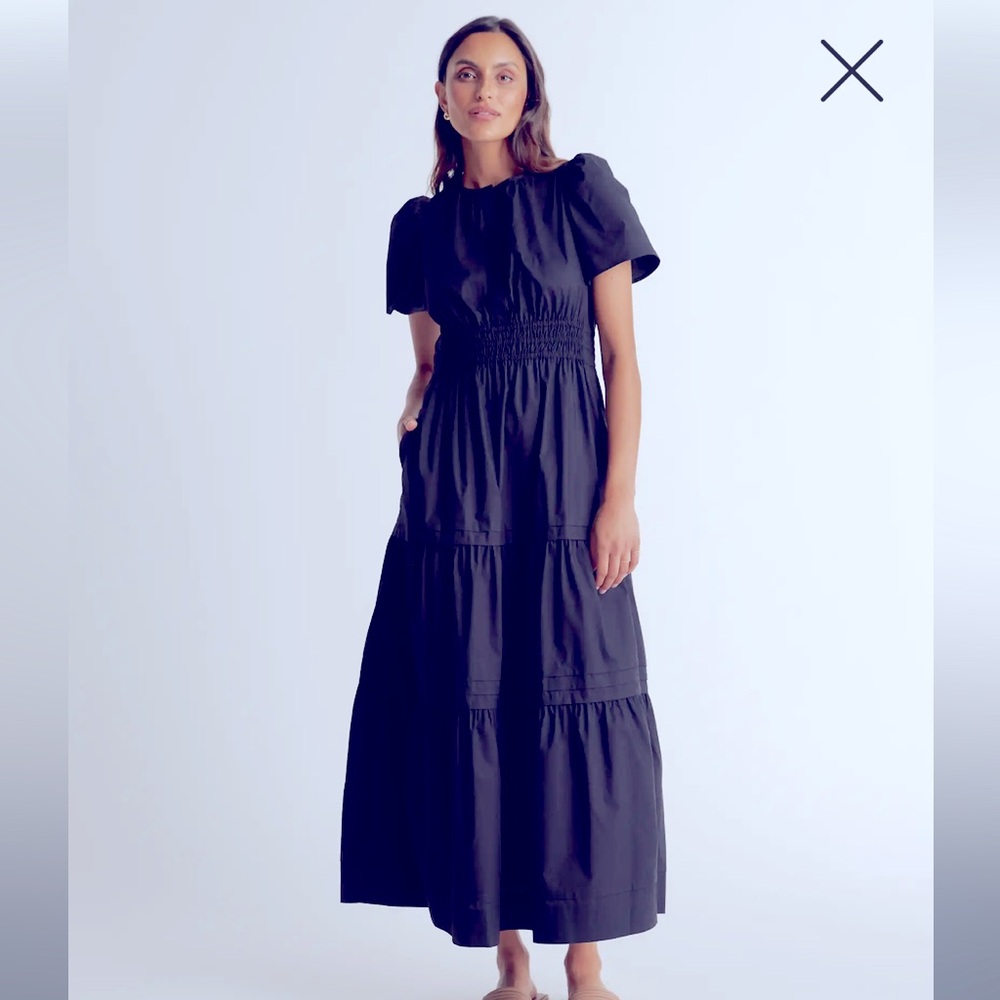 QUINCE 100% Organic Cotton Poplin Tiered Maxi Dress Size M